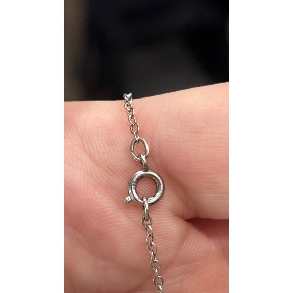 Vintage Sterling Silver Necklace Clear Lucite Pendant Modernist Art Deco Style - Picture 4 of 7